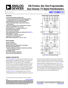 256-Position, One-Time Programmable, Dual-Channel, I C Digital Potentiometers /