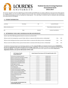 Student Income &amp; Living Expenses Assessment Form 2016-2017