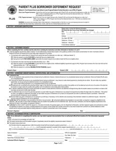 PARENT PLUS BORROWER DEFERMENT REQUEST