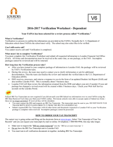 2016-2017 Verification Worksheet - Dependent