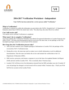 V4 2016-2017 Verification Worksheet - Independent  What is Verification?