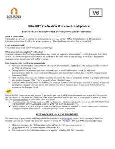 2016-2017 Verification Worksheet - Independent