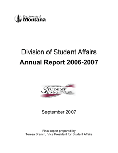 Annual Report 2006-2007 Division of Student Affairs September 2007