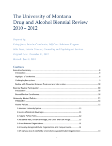 The University of Montana Drug and Alcohol Biennial Review 2010 – 2012