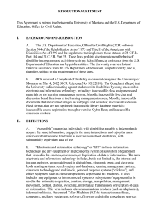 RESOLUTION AGREEMENT  Education, Office for Civil Rights.