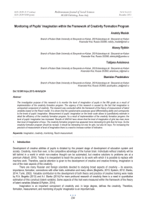 Monitoring of Pupils’ Imagination within the Framework of Creativity Formation... Mediterranean Journal of Social Sciences Anatoly Maslak MCSER Publishing, Rome-Italy