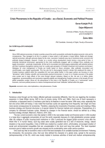 Crisis Phenomena in the Republic of Croatia – as a... Mediterranean Journal of Social Sciences Goran Kutnjak Ph.D. Dejan Miljenoviý