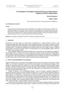 Tax Competition in the Regions of the North Caucasus Federal... Targets and Tools for Implementation