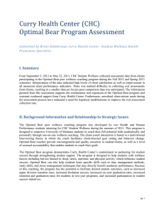 Curry Health Center (CHC) Optimal Bear Program Assessment I. Summary