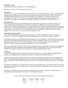 Residence Life Assessment of University Villages (UV) Tenant Satisfaction