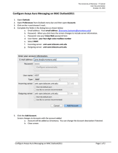 Configure Avaya Aura Messaging on MAC Outlook2011