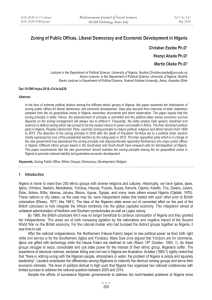 Zoning of Public Offices, Liberal Democracy and Economic Development in... Mediterranean Journal of Social Sciences Christian Ezeibe Ph.D