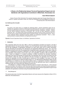 A Study on the Relationship between Perceived Organizational Support and... Satisfaction with Organizational Commitment in Mellat Bank, Khoramabad, Iran