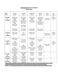 Undergraduate Exam Schedule Spring 2016 8:00 AM to