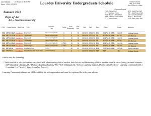 Lourdes University Undergraduate Schedule Summer 2016 Dept of Art Art -- Lourdes University