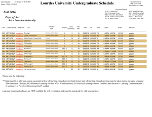 Lourdes University Undergraduate Schedule Dept of Art Art -- Lourdes University
