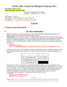 MATH 1180: Calculus for Biologists II (Spring 2011)