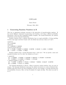 1180:Lab6 1 Generating Random Numbers in R James Moore