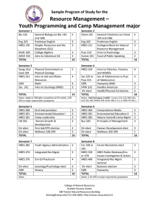 Resource Management – Youth Programming and Camp Management major