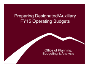 Preparing Designated/Auxiliary FY15 Operating Budgets Office of Planning, Budgeting &amp; Analysis