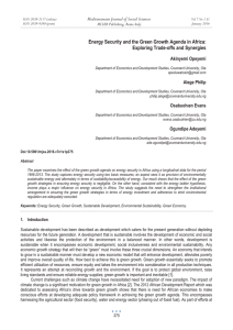 Energy Security and the Green Growth Agenda in Africa: Akinyemi Opeyemi