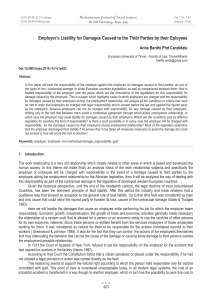 Employer’s Liability for Damages Caused to the Thidr Parties by... Mediterranean Journal of Social Sciences Anita Bardhi Phd Candidate MCSER Publishing, Rome-Italy