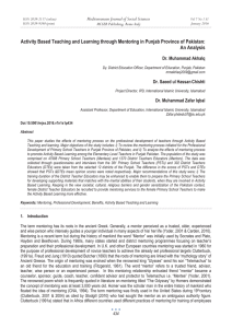 Activity Based Teaching and Learning through Mentoring in Punjab Province... An Analysis Mediterranean Journal of Social Sciences Dr. Muhammad Akhalq