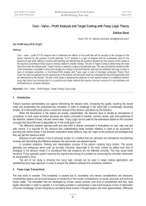 Cost – Value – Profit Analysis and Target Costing with... Mediterranean Journal of Social Sciences Gökhan Baral MCSER Publishing, Rome-Italy