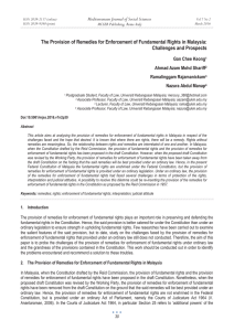 The Provision of Remedies for Enforcement of Fundamental Rights in... Challenges and Prospects Mediterranean Journal of Social Sciences Gan Chee Keong