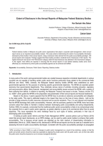 Extent of Disclosure in the Annual Reports of Malaysian Federal... Mediterranean Journal of Social Sciences Nur Barizah Abu Bakar MCSER Publishing, Rome-Italy