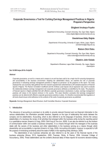 Corporate Governance a Tool for Curbing Earnings Management Practices in... Preparers Perspective