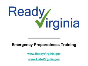 Emergency Preparedness Training  www.ReadyVirginia.gov www.ListoVirginia.gov