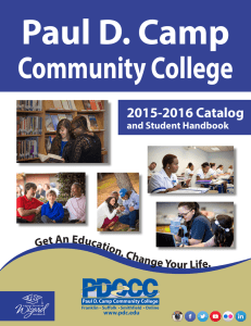 Paul D. Camp Community College 2015-2016 Catalog Get An Education. Ch