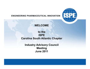 WELCOME to the ISPE Carolina South Atlantic Chapter
