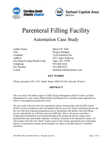 Parenteral Filling Facility Automation Case Study