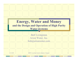 Energy, Water and Money Water Systems Bob Livingston