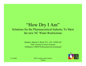 “How Dry I Am” Solutions for the Pharmaceutical Industry To Meet