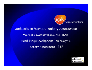 Molecule to Market:  Safety Assessment Michael J Santostefano, PhD, DABT