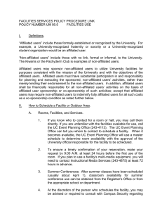 FACILITIES SERVICES POLICY PROCEDURE LINK POLICY NUMBER UM 80.0 FACILITIES USE