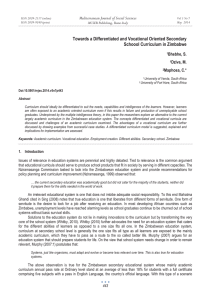 Towards a Differentiated and Vocational Oriented Secondary Schoool Curriculum in Zimbabwe