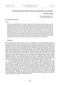 The Electoral Systems in SEE Countries: From Experiments to Consolidation
