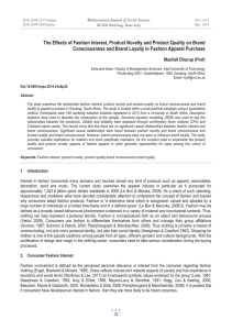 The Effects of Fashion Interest, Product Novelty and Product Quality... Consciousness and Brand Loyalty in Fashion Apparel Purchase