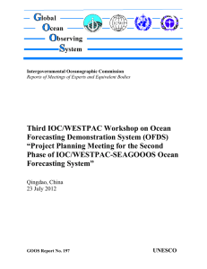 Third IOC/WESTPAC Workshop on Ocean Forecasting Demonstration System (OFDS)