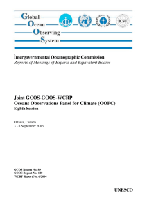 Joint GCOS-GOOS-WCRP Oceans Observations Panel for Climate (OOPC) Intergovernmental Oceanographic Commission UNESCO