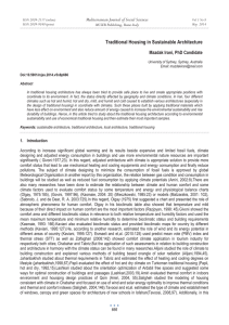 Traditional Housing in Sustainable Architecture Mediterranean Journal of Social Sciences