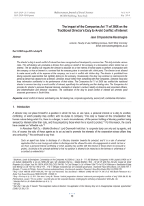 The Impact of the Companies Act 71 of 2008 on... Traditional Director’s Duty to Avoid Conflict of Interest