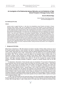 An Investigation of the Relationship between Motivation and Job Satisfaction... School Principals in Kirinyaga County, Kenya