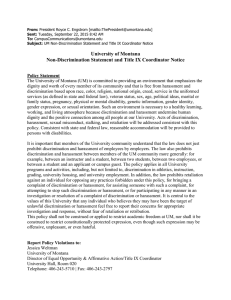 University of Montana Non-Discrimination Statement and Title IX Coordinator Notice