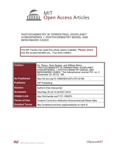 PHOTOCHEMISTRY IN TERRESTRIAL EXOPLANET ATMOSPHERES. I. PHOTOCHEMISTRY MODEL AND BENCHMARK CASES Please share