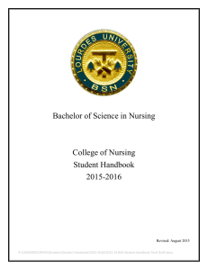 Bachelor of Science in Nursing College of Nursing Student Handbook